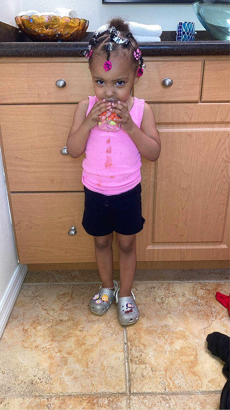 Aryanna joined the competition — help win amazing prizes! baby_toddler_clothing, cabinetry, chest_of_drawers, child, cupboard, drawer, flooring, fun, happy, human_leg, magenta, person, pink, room, sandal, shorts, t_shirt, thigh, toddler, toy