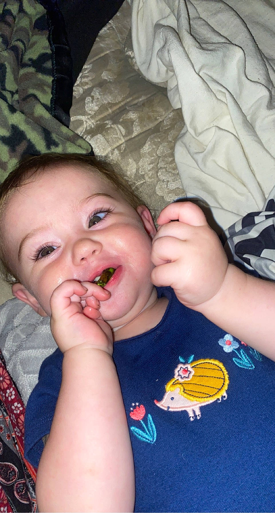 Blair is registered to the contest to win money with this photo: cheek, ear, finger, gesture, hand, happy, jaw, lip, mammal, mouth, nail, neck, nose, organ, person, skin, thumb, tongue, tooth, vertebrate