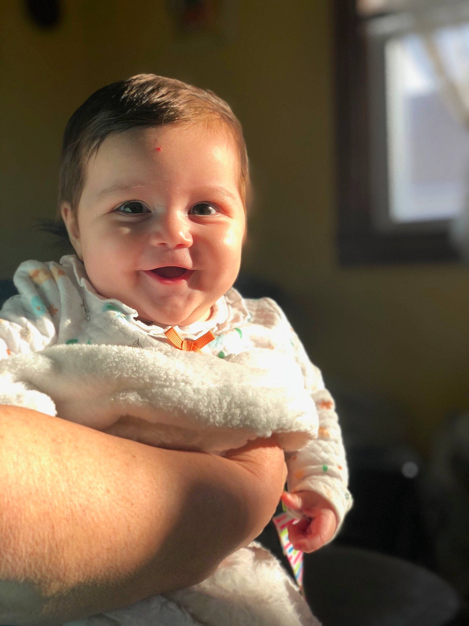 Ava-rae is registered to the contest to win money with this photo: baby, birth, cheek, child, face, finger, hand, person, sitting, skin, smile, toddler, vacation