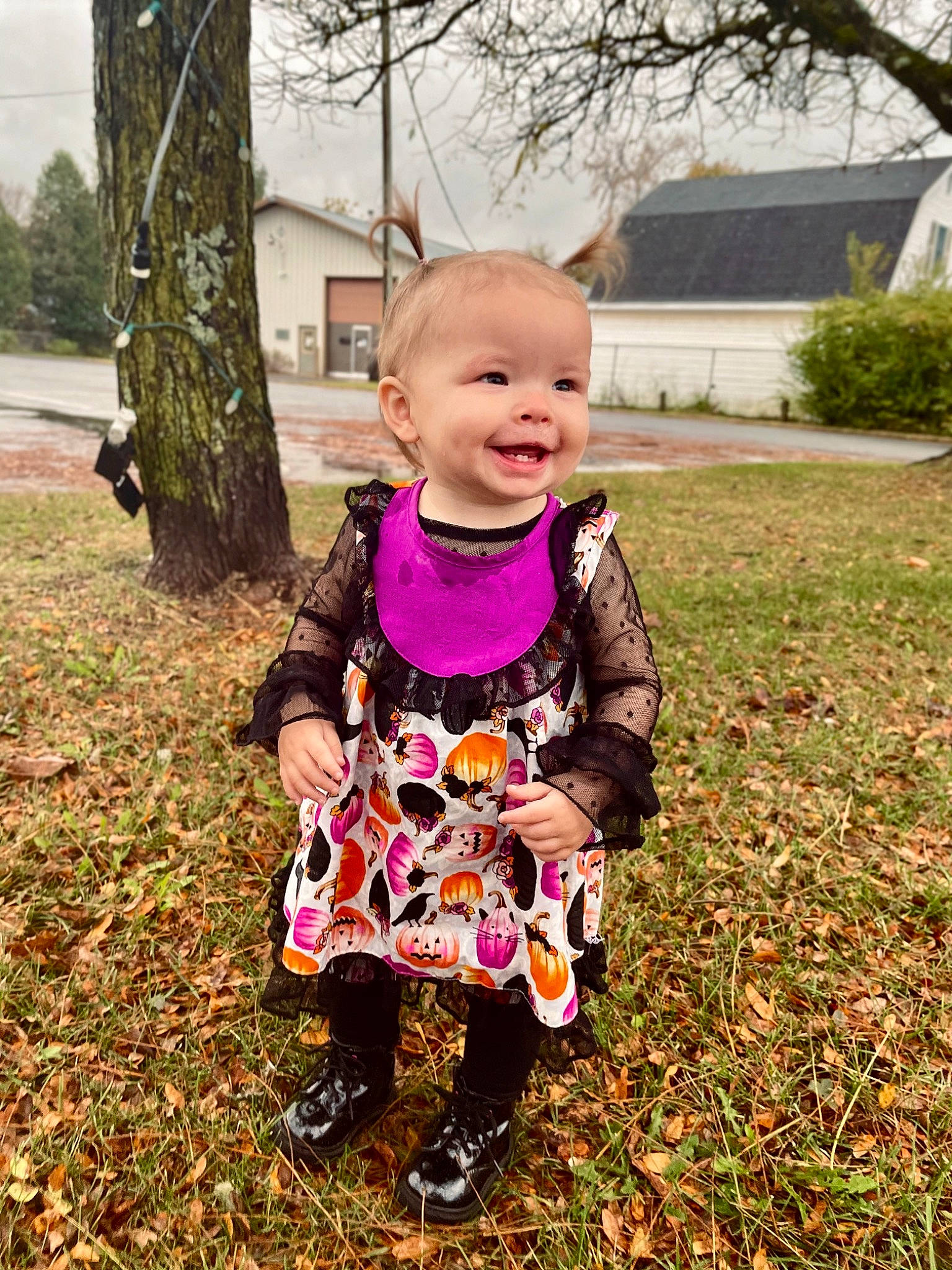 Johanna joined the competition — help win amazing prizes! baby, baby_toddler_clothing, costume, dress, fun, grass, happy, headgear, human_body, jacket, joy, leisure, magenta, pattern, people_in_nature, person, plant, recreation, sleeve, smile