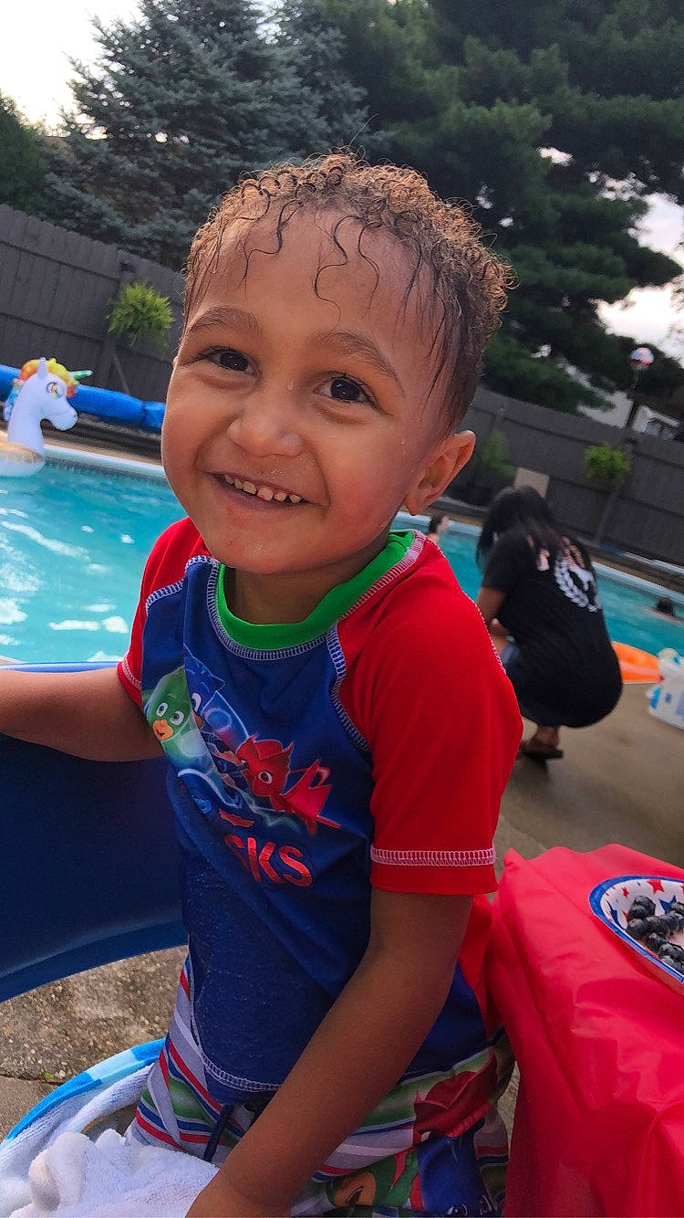 Milo joined the competition — help win amazing prizes! azure, blue, child, cool, electric_blue, fun, grass, happy, head, joy, leisure, luggage_and_bags, person, personal_protective_equipment, play, recreation, smile, swimming_pool, t_shirt, toddler