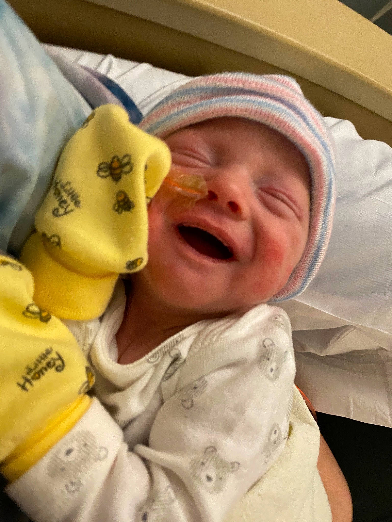 Reese is registered to the contest to win money with this photo: baby, cheek, child, headwear, mouth, person, toddler