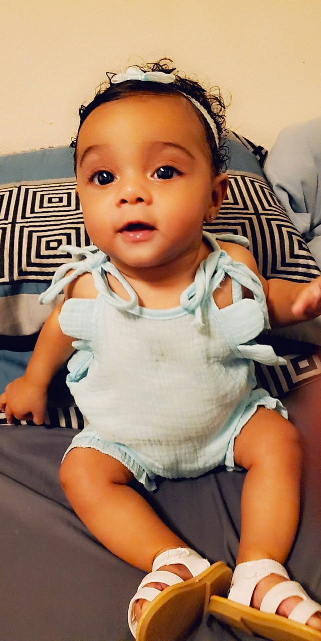 Kalani joined the competition — help win amazing prizes! baby, baby_products, baby_toddler_clothing, cheek, child, person, sitting, skin, toddler