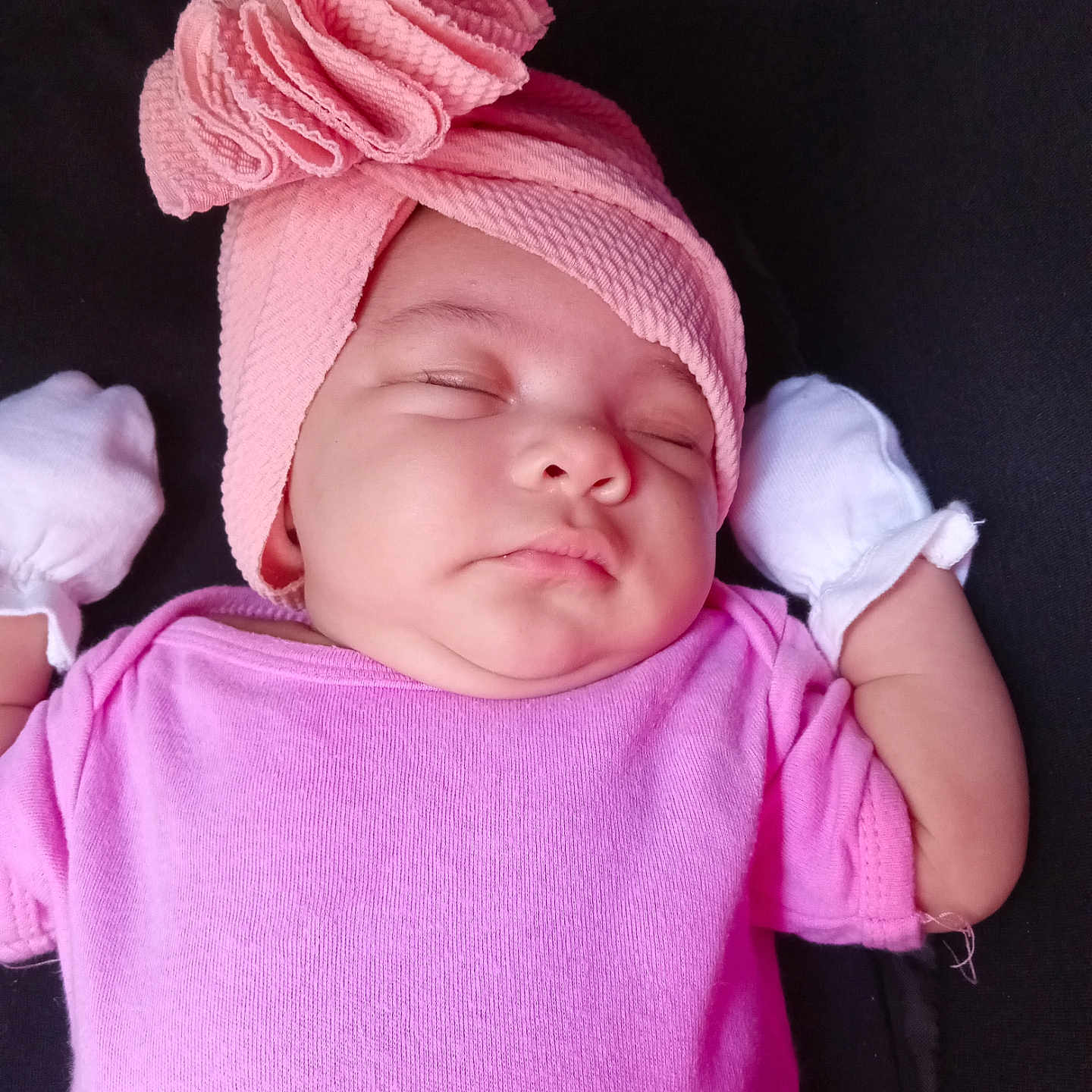 Blakely joined the competition — help win amazing prizes! baby, beanie, bonnet, cap, clothing, face, glove, hat, head, newborn, person, photography, portrait, purple, sleeping