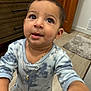 Enzo joined the competition — help win amazing prizes! toddler, child, baby, onesie, indoor, floor, wooden_floor, carpet, furniture, cabinet, door, necklace, expression, curious, reaching, person, portrait, clothing, cute, home