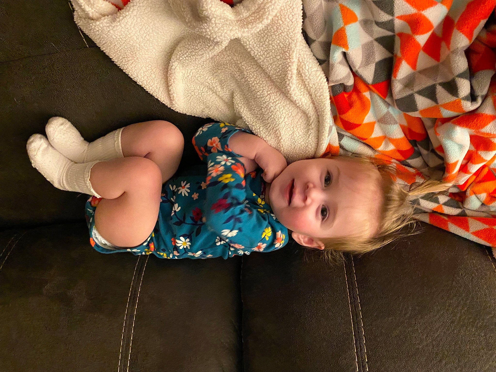 Mckinlee joined the competition — help win amazing prizes! arm, baby, baby_toddler_clothing, cheek, child, comfort, eye, face, fun, happy, head, human_leg, pattern, person, sitting, sleeve, smile, sock, toddler, tree