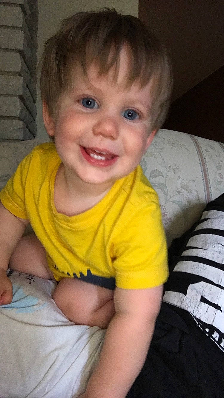 Holden is registered to the contest to win money with this photo: baby, blond, cheek, child, chin, eye, face, facial_expression, fun, hair, head, iris, joy, lip, mouth, nose, organ, person, skin, smile