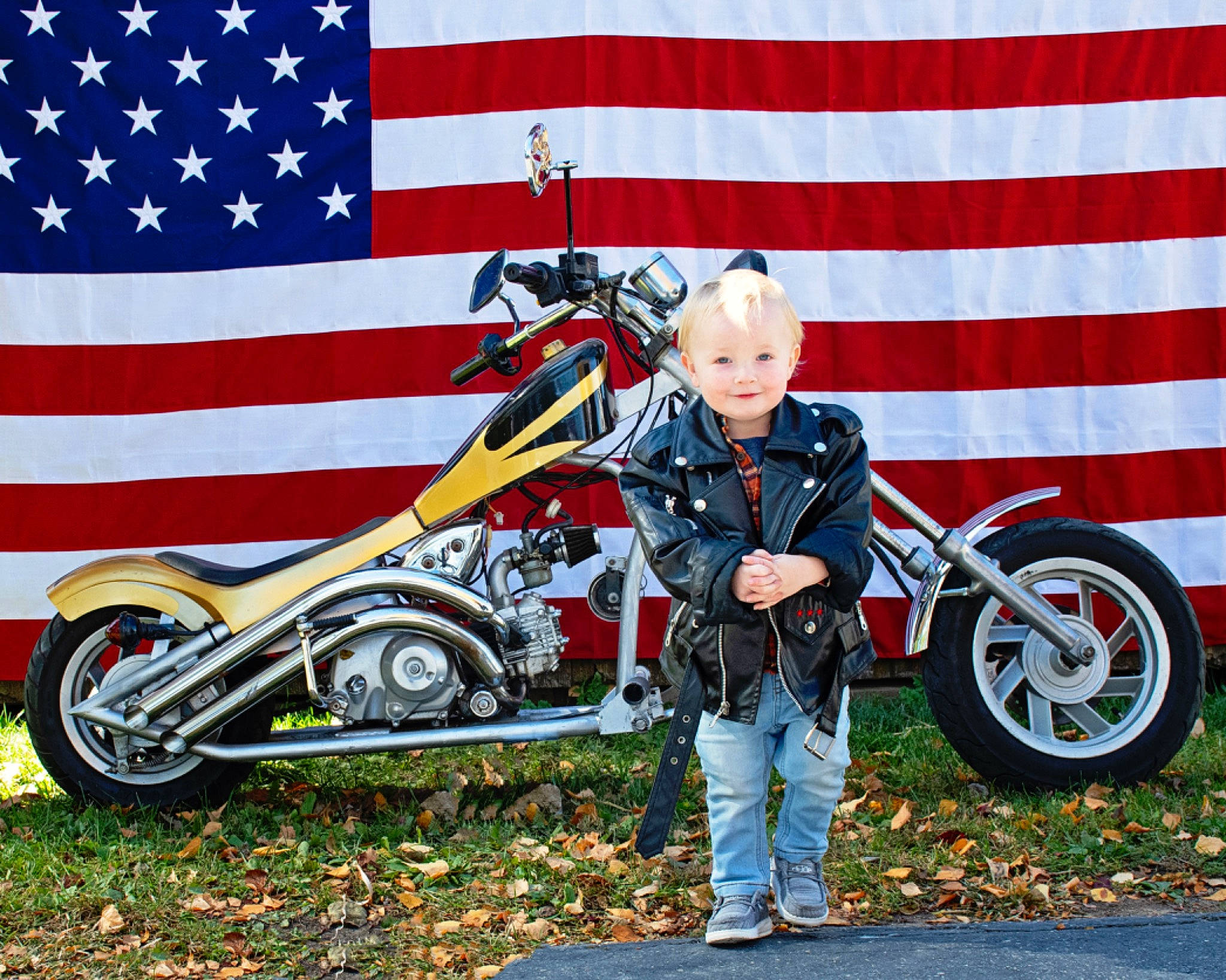 Eliott joined the competition — help win amazing prizes! automotive_design, automotive_exterior, automotive_lighting, automotive_tire, automotive_wheel_system, fender, flag, flag_of_the_united_states, helmet, joy, land_vehicle, motor_vehicle, motorcycle, motorcycle_accessories, motorcycle_helmet, motorcycling, person, rim, spoke, tire