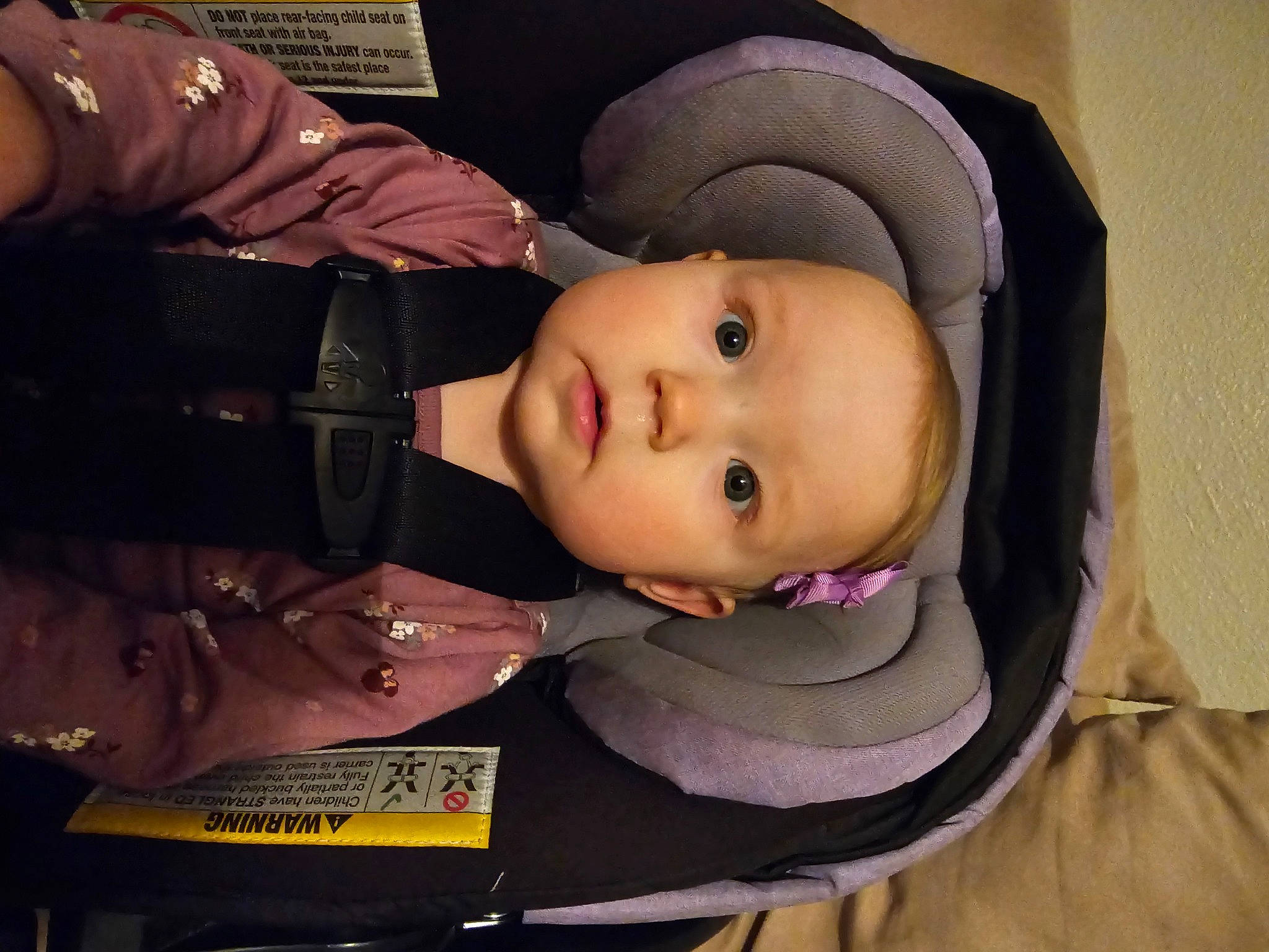 Leanna joined the competition — help win amazing prizes! auto_part, baby, baby_carriage, baby_products, baby_toddler_clothing, car_seat, cheek, child, comfort, eyelash, fashion_accessory, hat, helmet, person, sitting, sleeve, smile, toddler