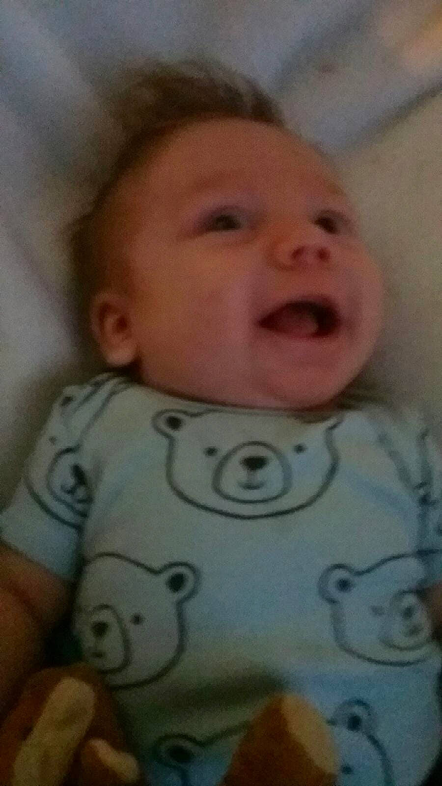 William is registered to the contest to win money with this photo: boy, cheek, child, chin, emotion, eye, face, facial_expression, finger, forehead, head, human_hair_color, infant, lip, mouth, nose, person, skin, smile, toddler