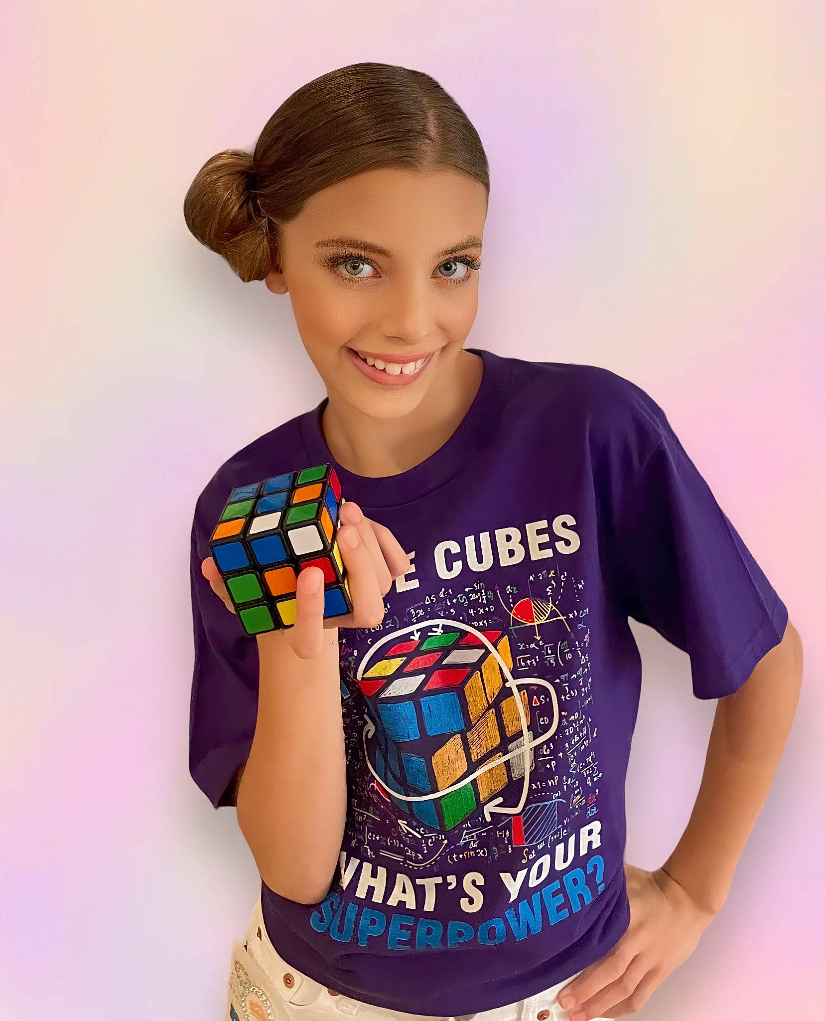 Sophia is registered to the contest to win money with this photo: active_shirt, child, cool, elbow, electric_blue, eyelash, fashion, fashion_accessory, fashion_design, font, hair, happy, joy, logo, magenta, neck, person, sleeve, smile, sportswear