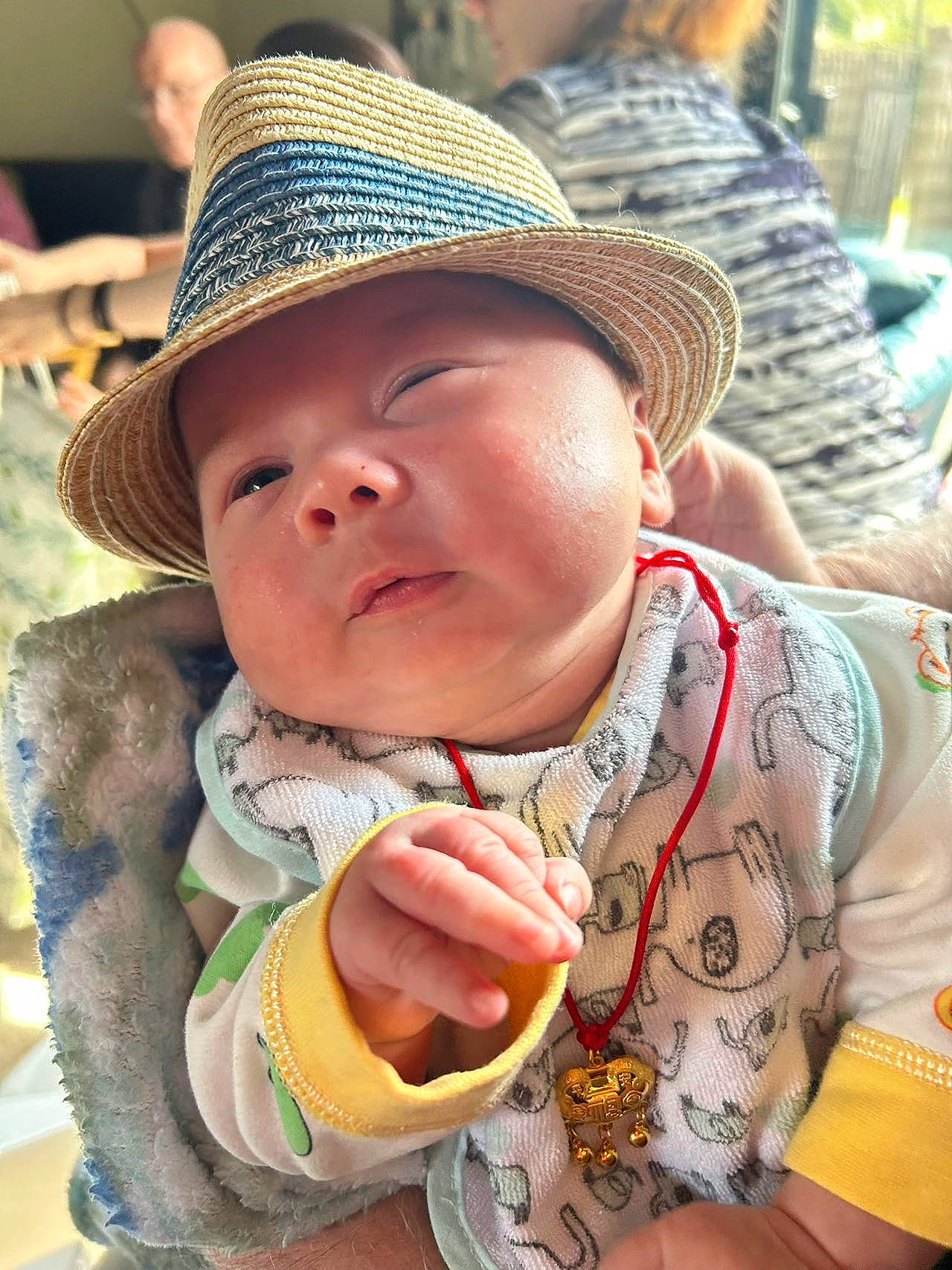 Luca joined the competition — help win amazing prizes! baby, baby_products, baby_toddler_clothing, child, cowboy_hat, fashion_accessory, fedora, fun, grass, happy, hat, headgear, headwear, lip, pattern, person, sitting, skin, summer, sun_hat