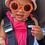 Emy a rejoint le concours — aidez-le/la à gagner de superbes lots ! toddler, child, sunglasses, hat, car_seat, seatbelt, pink_dress, blanket, hand, smiling, baby, summer, outdoor, cute, accessory, person, portrait, seat, sun_hat, fashion