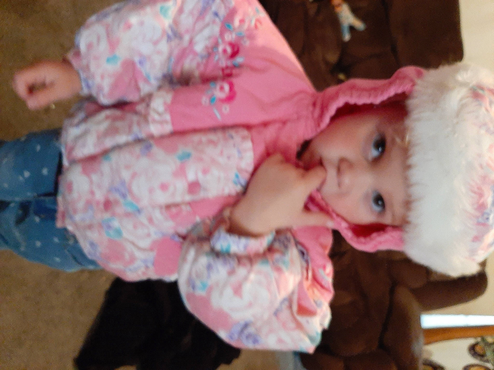 Jessie joined the competition — help win amazing prizes! baby, baby_products, baby_toddler_clothing, cheek, child, comfort, eyelash, fun, fur, happy, headwear, lip, mouth, nose, person, pink, room, sitting, skin, sleeve