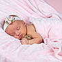 baby, newborn, sleeping, blanket, pink, headband, flower, teddy_bear, soft, cute, infant, peaceful, portrait, child, rest, adorable, wrapped, cozy, skin, hand