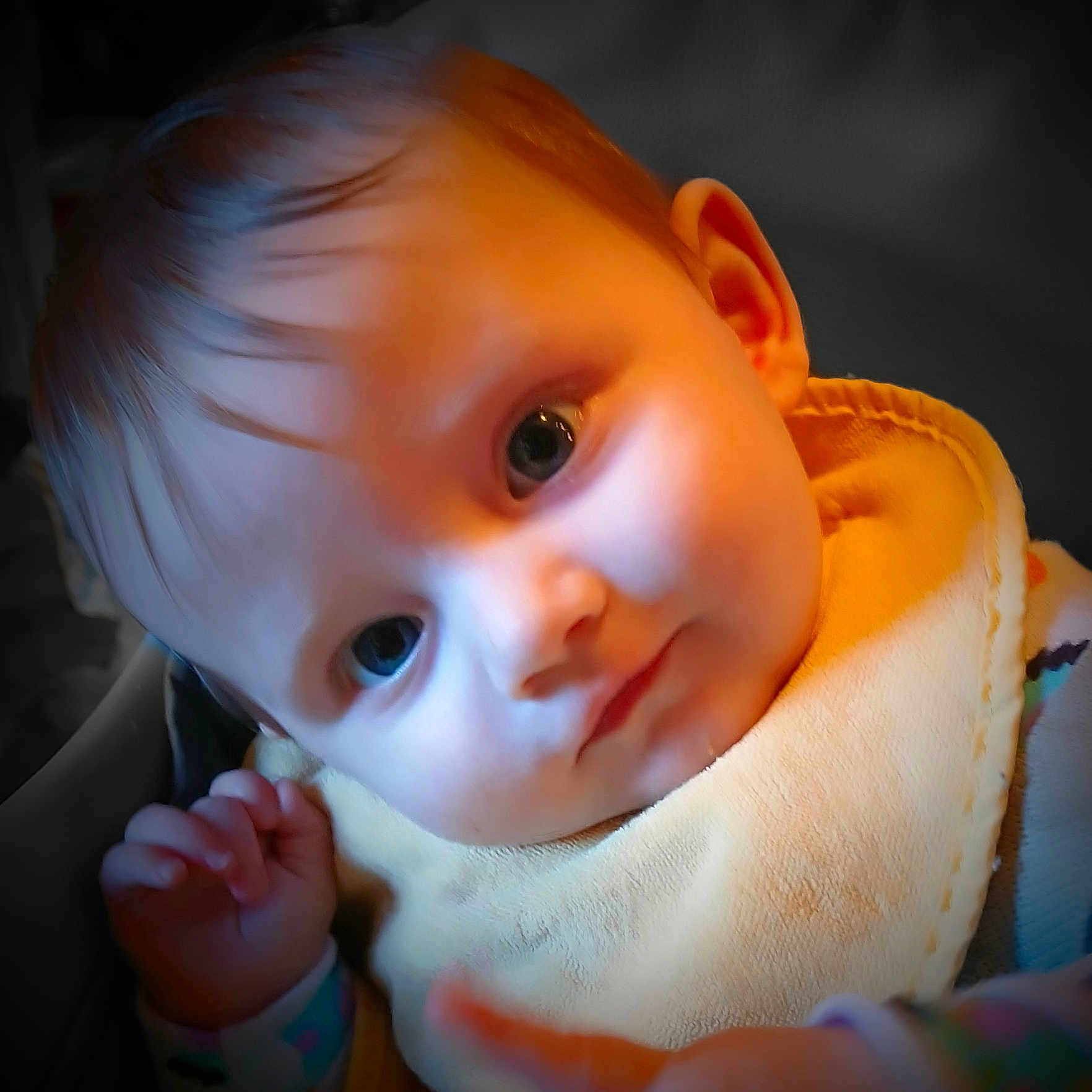 Jubilee joined the competition — help win amazing prizes! baby, background_blur, bib, child, closeup, clothing, cute, expression, eyes, face, focus, hair, hand, indoor, infant, person, portrait, skin, soft_light, young