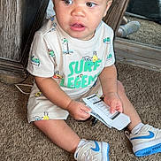 Aceson joined the competition — help win amazing prizes! carpet, casual, child, clothing, curly_hair, cute, expression, footwear, home, indoor, looking_away, mirror, paper, person, playful, sitting, sneakers, toddler, wooden_furniture, young_child