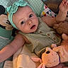 Dallas Morgan joined the competition — help win amazing prizes! arm, baby, baby_seat, blanket, bow, child, clothing, comfort, curious, cute, face, headband, indoor, infant, mickey_mouse, playful, portrait, resting, soft_toy, stuffed_animal
