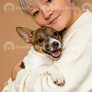 Babygirl is registered to the contest to win money with this photo: affection, animal, close_up, cute, dog, ears, face, friendly, happy, hugging, human, indoor, love, pet, portrait, small_dog, smiling, warm_background, white_sweater, woman