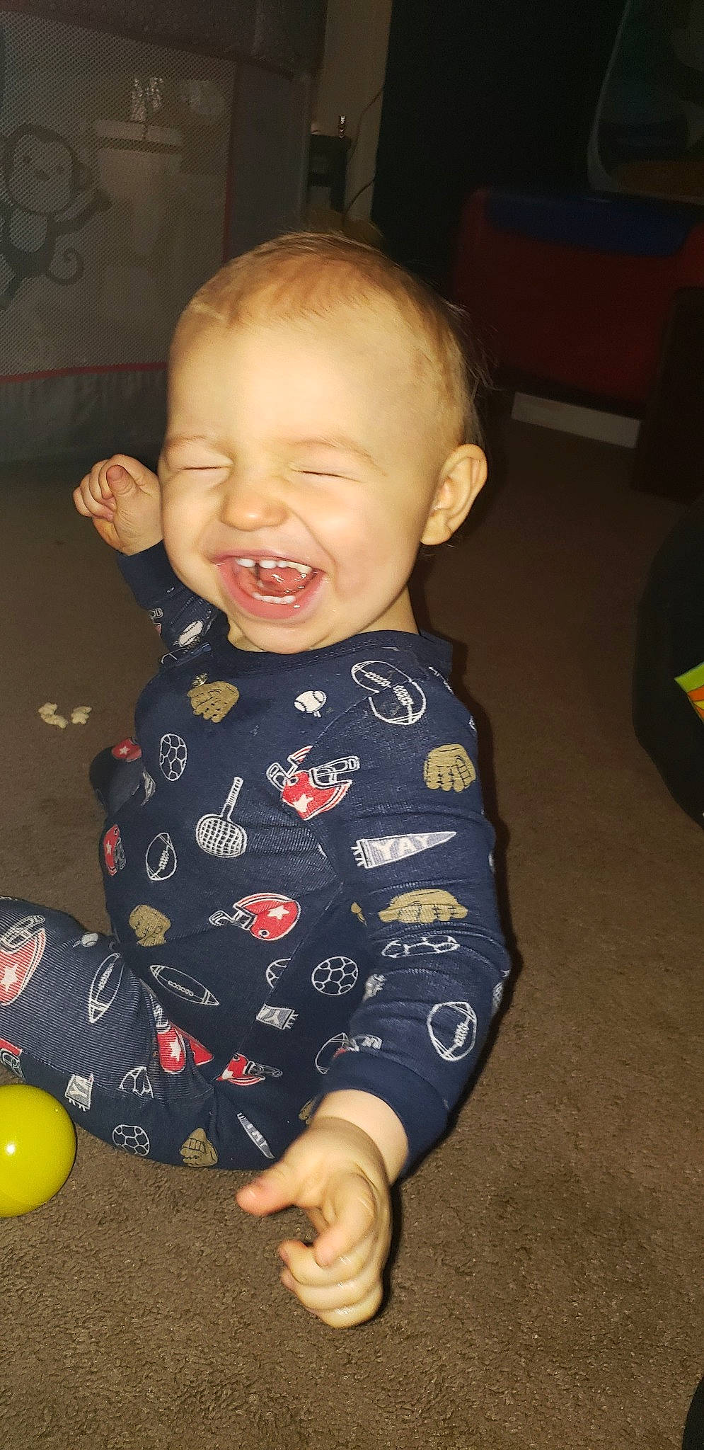 Bryson is registered to the contest to win money with this photo: baby, baby_toddler_clothing, cheek, child, joy, person, play, smile, toddler