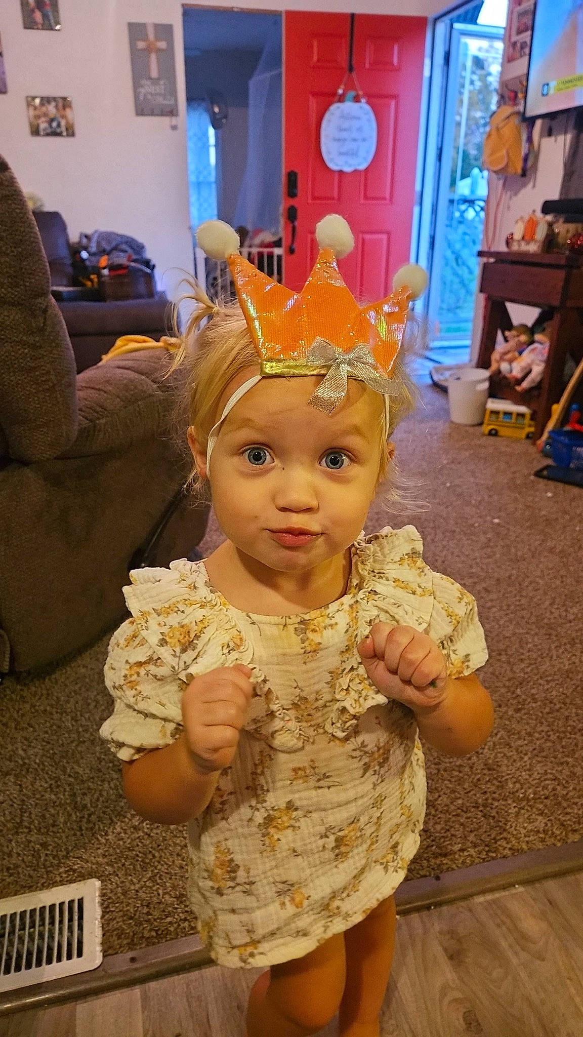 Haylee James Hubbard joined the competition — help win amazing prizes! baby_toddler_clothing, cheek, child, couch, crown, curtain, event, eye, fashion_accessory, flooring, fun, hair_accessory, happy, headpiece, headwear, jewellery, party_supply, person, picture_frame, room