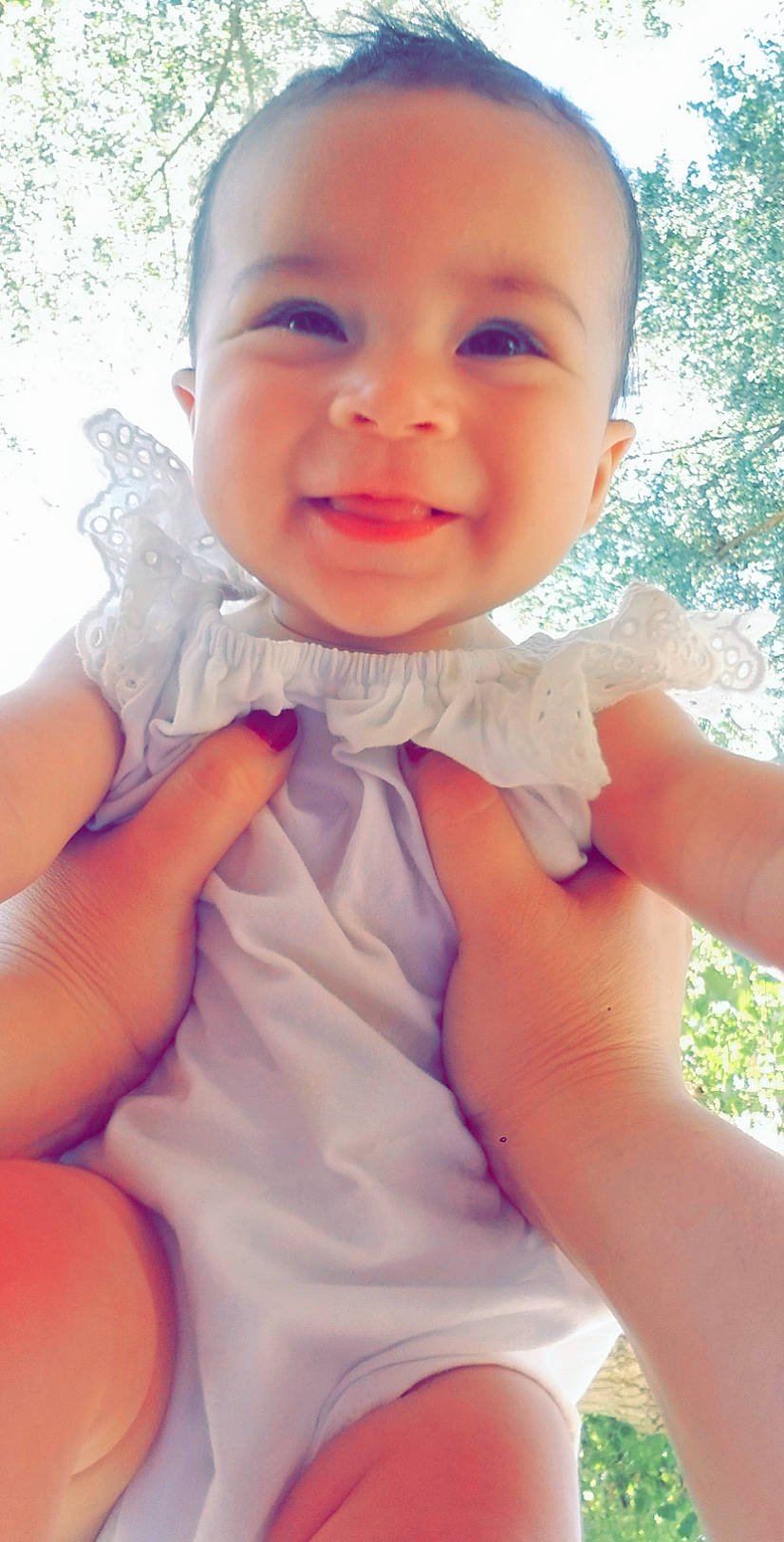 Claudia joined the competition — help win amazing prizes! baby, cheek, child, dress, face, facial_expression, finger, gesture, hand, happy, head, joy, lip, mouth, nose, person, pink, skin, smile, toddler