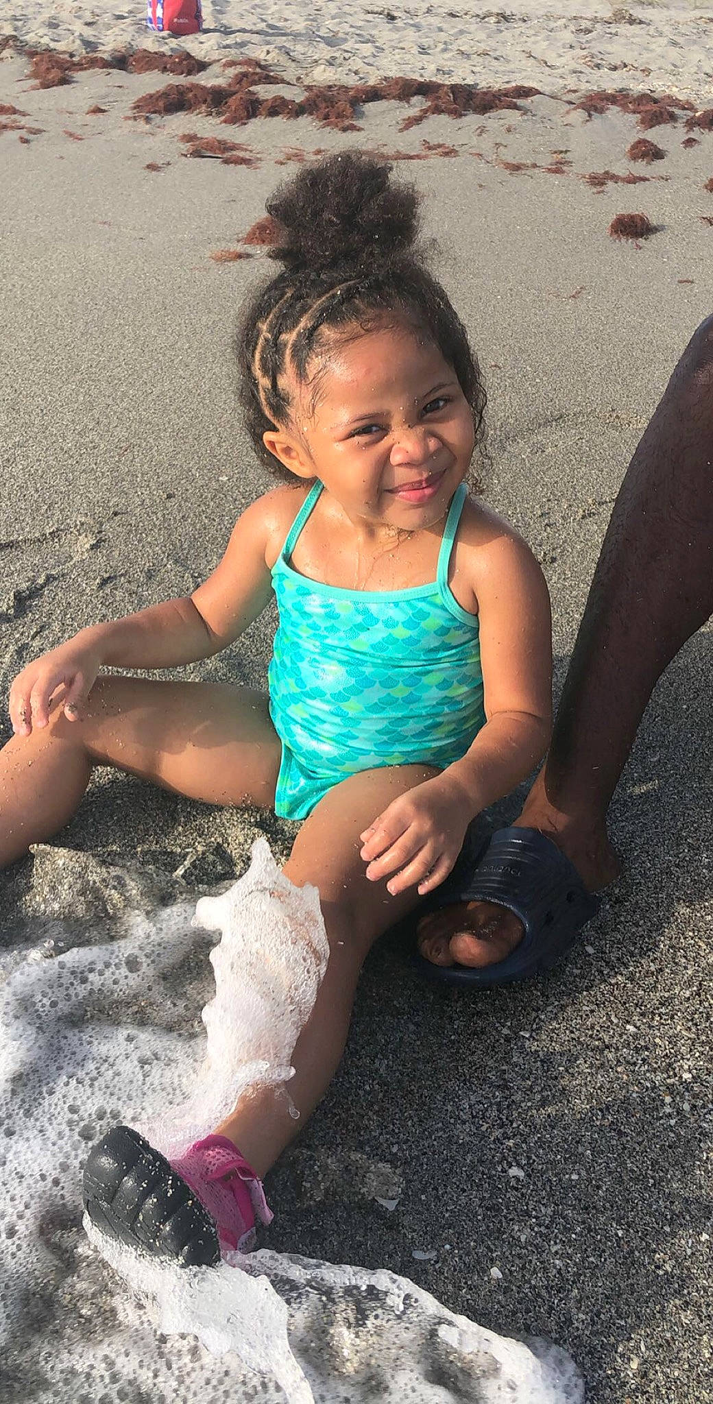 Mariella joined the competition — help win amazing prizes! adaptation, child, fun, joy, leg, person, play, sand, sitting, smile, summer, thigh, toddler, vacation