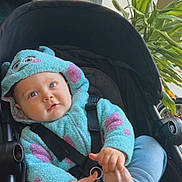 Leon joined the competition — help win amazing prizes! baby, blue_clothing, casual_wear, child, cozy, cute, face, holding_foot, hoodie, indoor, infant, person, plant, portrait, purple_spots, seatbelt, smiling, soft_light, stroller, window