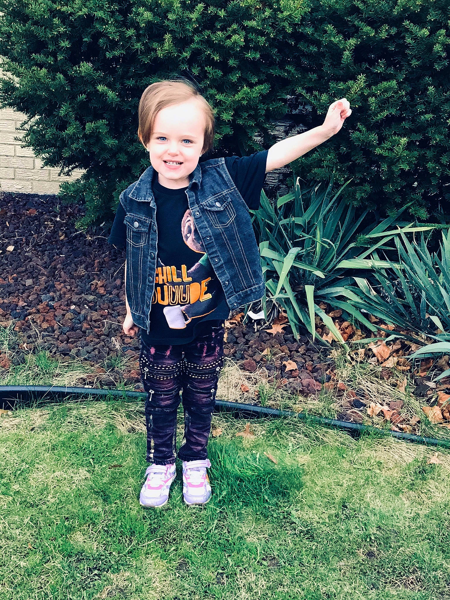 Emmaleigh joined the competition — help win amazing prizes! active_pants, baby_toddler_clothing, child_model, garden, jacket, joy, outerwear, pajamas, people_in_nature, perennial_plant, person, play, shoe, sleeve, sneakers, sweatpant, toddler, trousers, walking_shoe