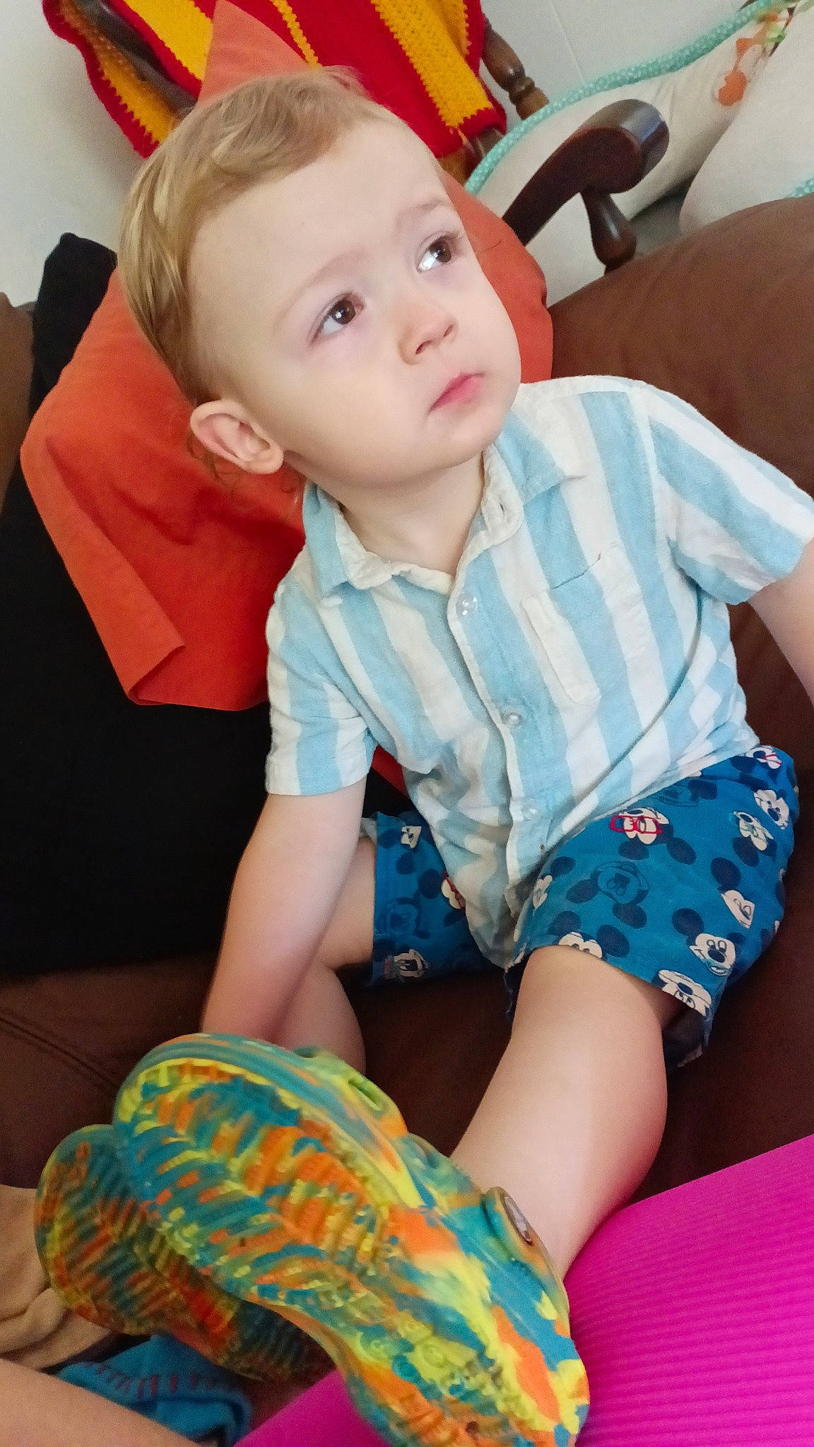 Waylon joined the competition — help win amazing prizes! arm, baby_toddler_clothing, cheek, comfort, face, finger, green, happy, iris, leg, organ, person, pink, shirt, shorts, skin, sleeve, t_shirt, thigh, toddler