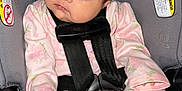 Samara joined the competition — help win amazing prizes! baby, sleeping, car_seat, britax, child, infant, safety_harness, pink_onesie, hair_ties, face, closed_eyes, cute, cozy, seatbelt, child_safety, toddler, indoor, portrait, soft_lighting, peaceful