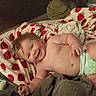 Elizabeth is registered to the contest to win money with this photo: baby, bed, blanket, bottle, child, cozy, cute, diaper, happy, indoor, infant, lying_down, plush, relaxed, rosy_cheeks, sleeping_area, smiling, soft, strawberry_pattern, toddler