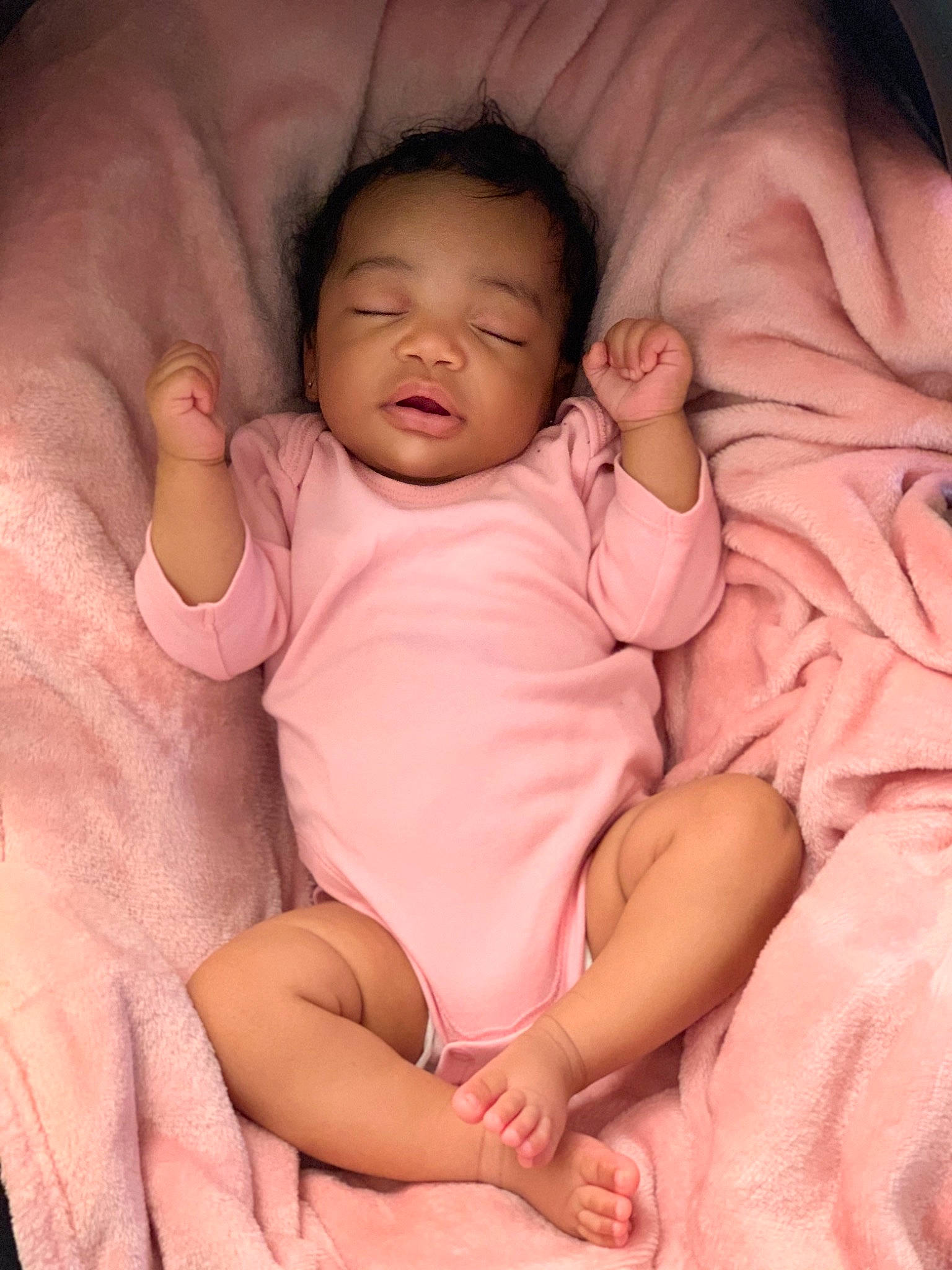 Aiyana joined the competition — help win amazing prizes! baby, baby_products, baby_sleeping, baby_toddler_clothing, barefoot, bedding, bedtime, cheek, child, comfort, finger, foot, linens, nap, person, pink, skin, sleep, thumb, toddler