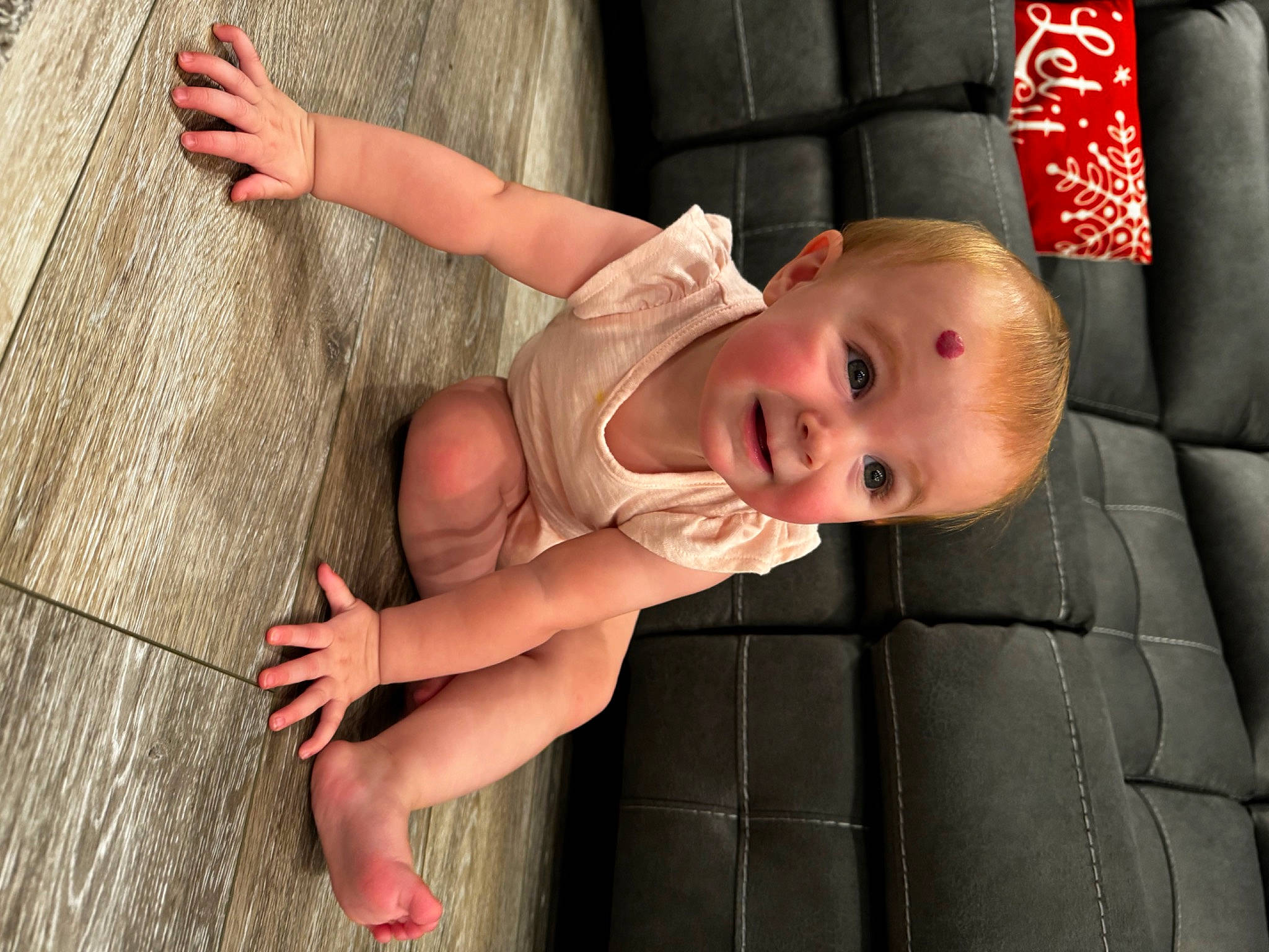 Kamryn joined the competition — help win amazing prizes! baby, baby_toddler_clothing, cheek, chest, child, eye, face, foot, happy, head, human_leg, leg, nail, person, sitting, skin, smile, thigh, thumb, toddler