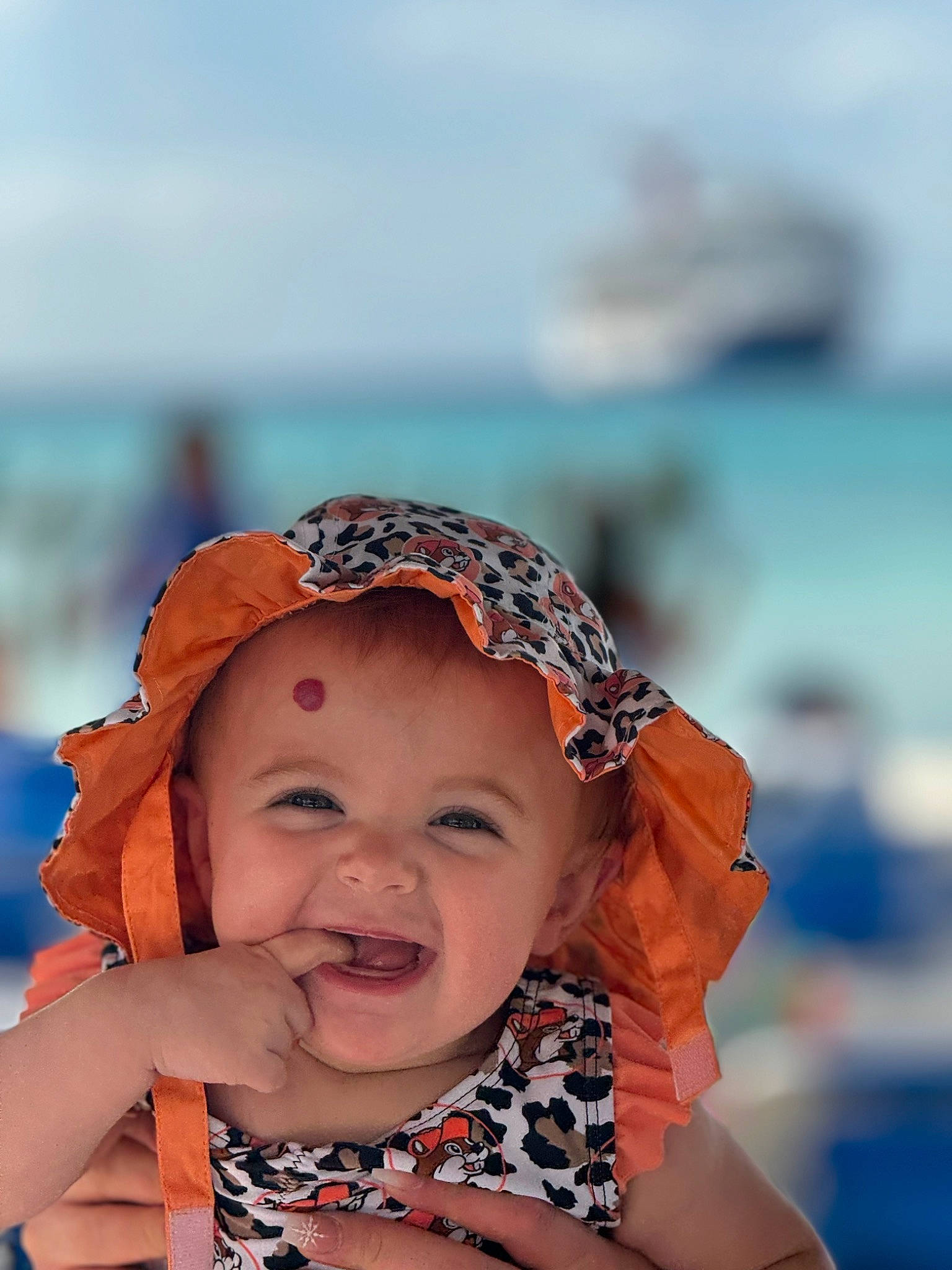 Kamryn joined the competition — help win amazing prizes! baby, baby_toddler_clothing, cap, child, fashion_accessory, fun, happy, headwear, laugh, leisure, person, portrait_photography, recreation, smile, sun_hat, toddler, tradition, travel, vacation, winter