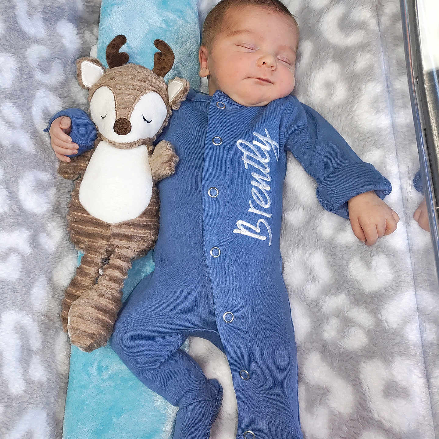 Brently joined the competition — help win amazing prizes! baby, bed, blanket, clothing, crib, face, furniture, head, infantbed, jeans, nature, outdoors, pants, person, photography, plush, portrait, snow, toy, winter