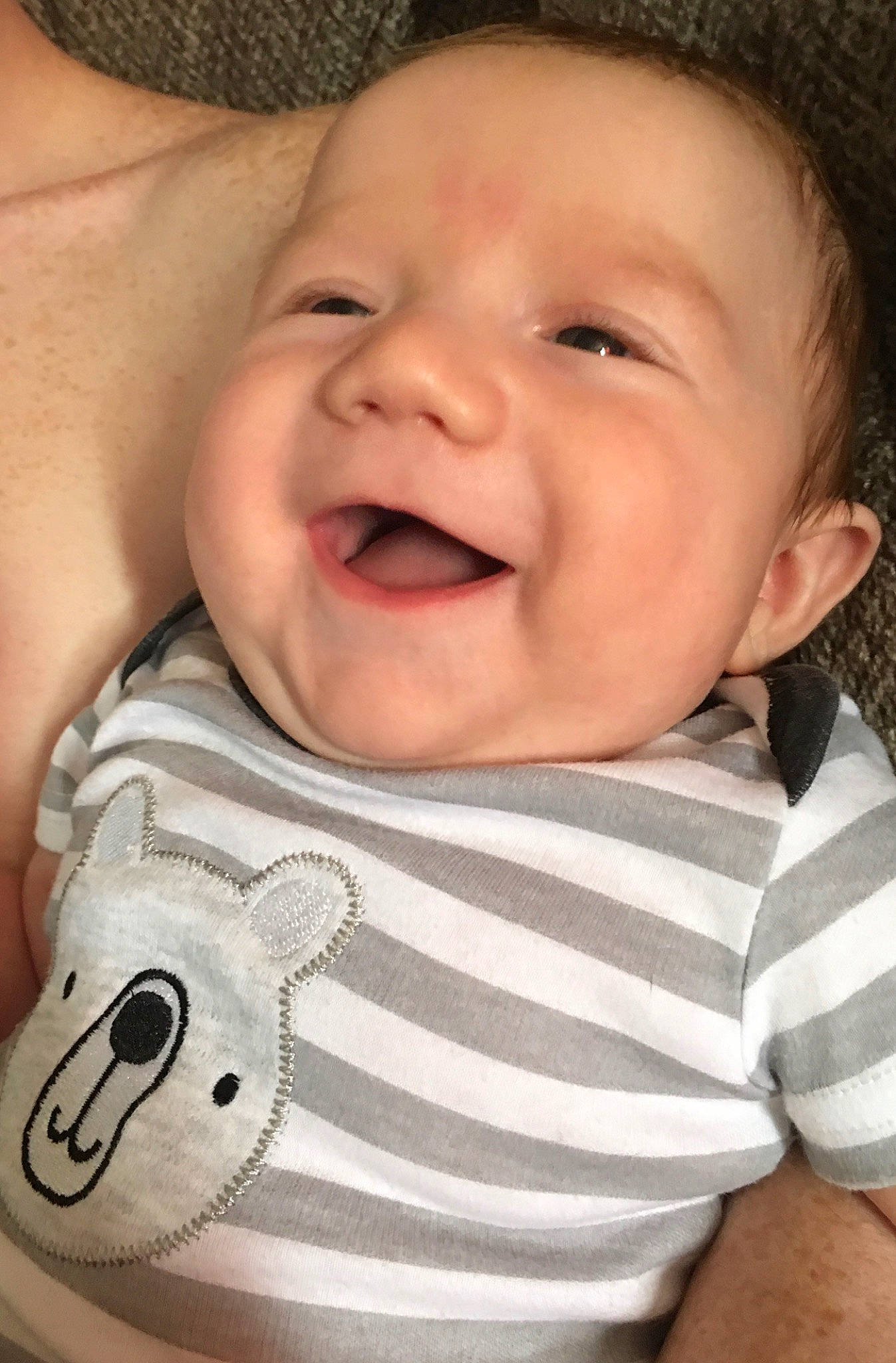 Kole is registered to the contest to win money with this photo: baby, baby_laughing, baby_making_funny_faces, cheek, child, chin, ear, eye, face, facial_expression, happy, head, laugh, lip, mouth, nose, person, skin, smile, toddler