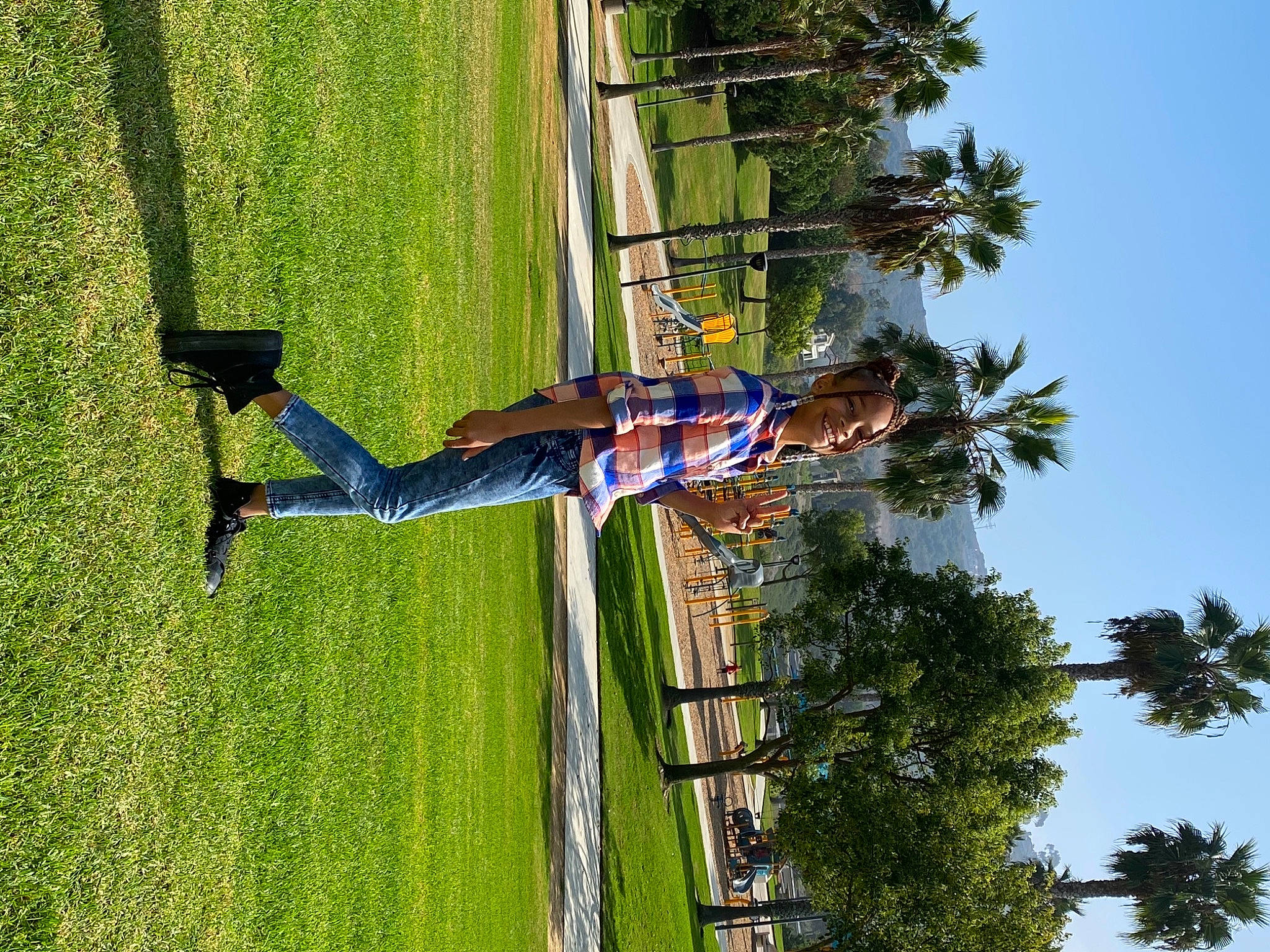 Alaysia is registered to the contest to win money with this photo: arecales, azure, conifer, denim, evergreen, flowering_plant, garden, grass, grass_family, headwear, jeans, joy, lawn, majorelle_blue, park, people_in_nature, person, spring, summer, sunlight