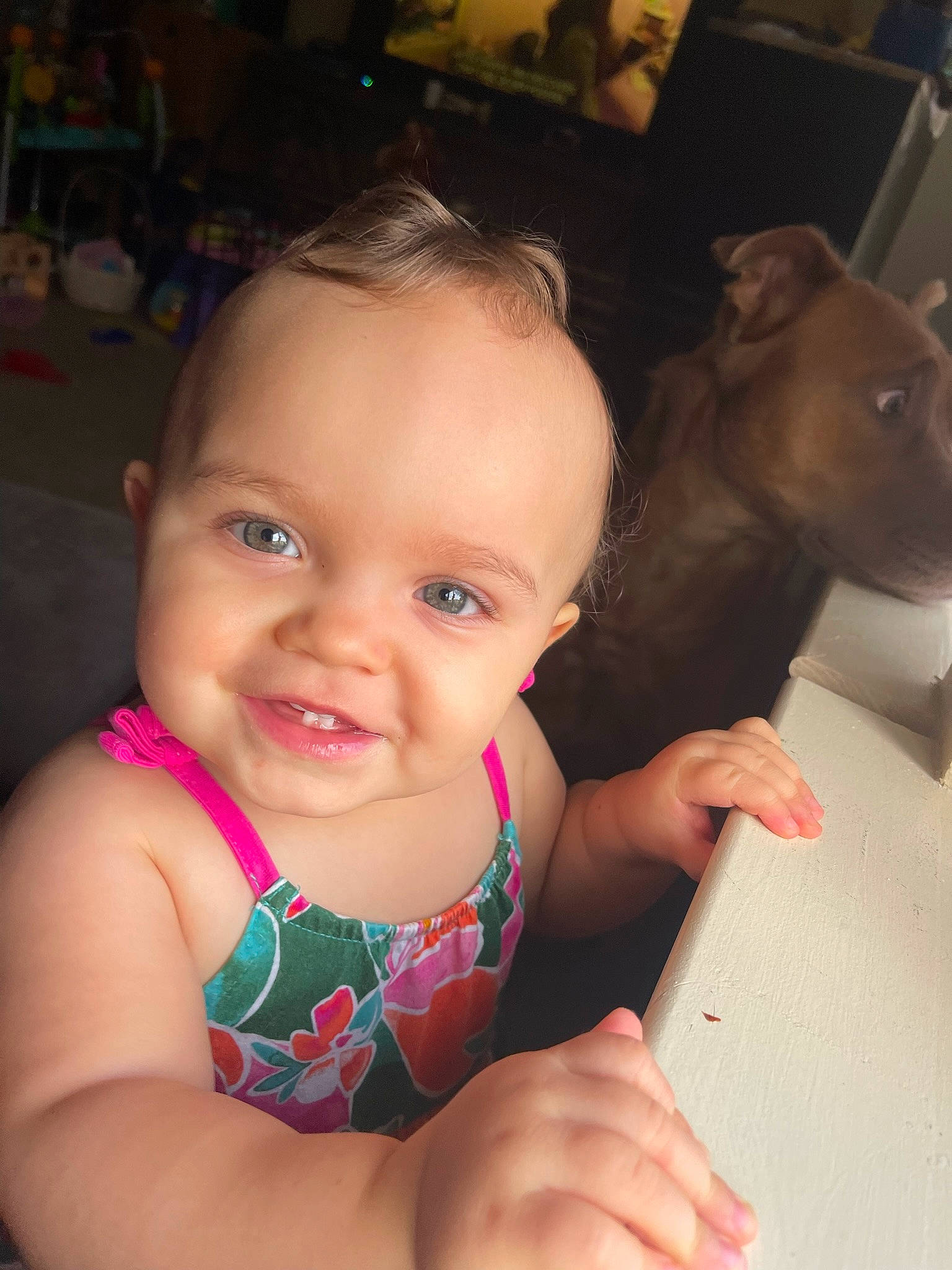 Lucy is registered to the contest to win money with this photo: cheek, eye, eyebrow, facial_expression, finger, fun, gesture, happy, iris, joy, lip, mouth, muscle, nose, organ, person, photograph, pink, skin, smile