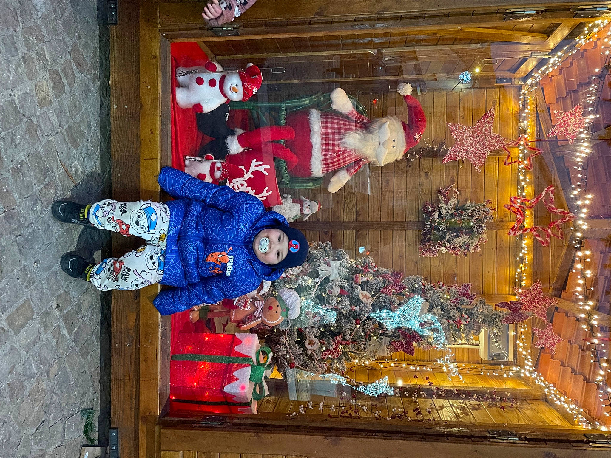 Eliackhym participe au concours pour gagner de l'argent avec cette photo : art, building, carmine, christmas, christmas_decoration, christmas_eve, christmas_ornament, event, headwear, holiday, interior_design, joy, ornament, person, red, room, temple, textile, tradition, tree