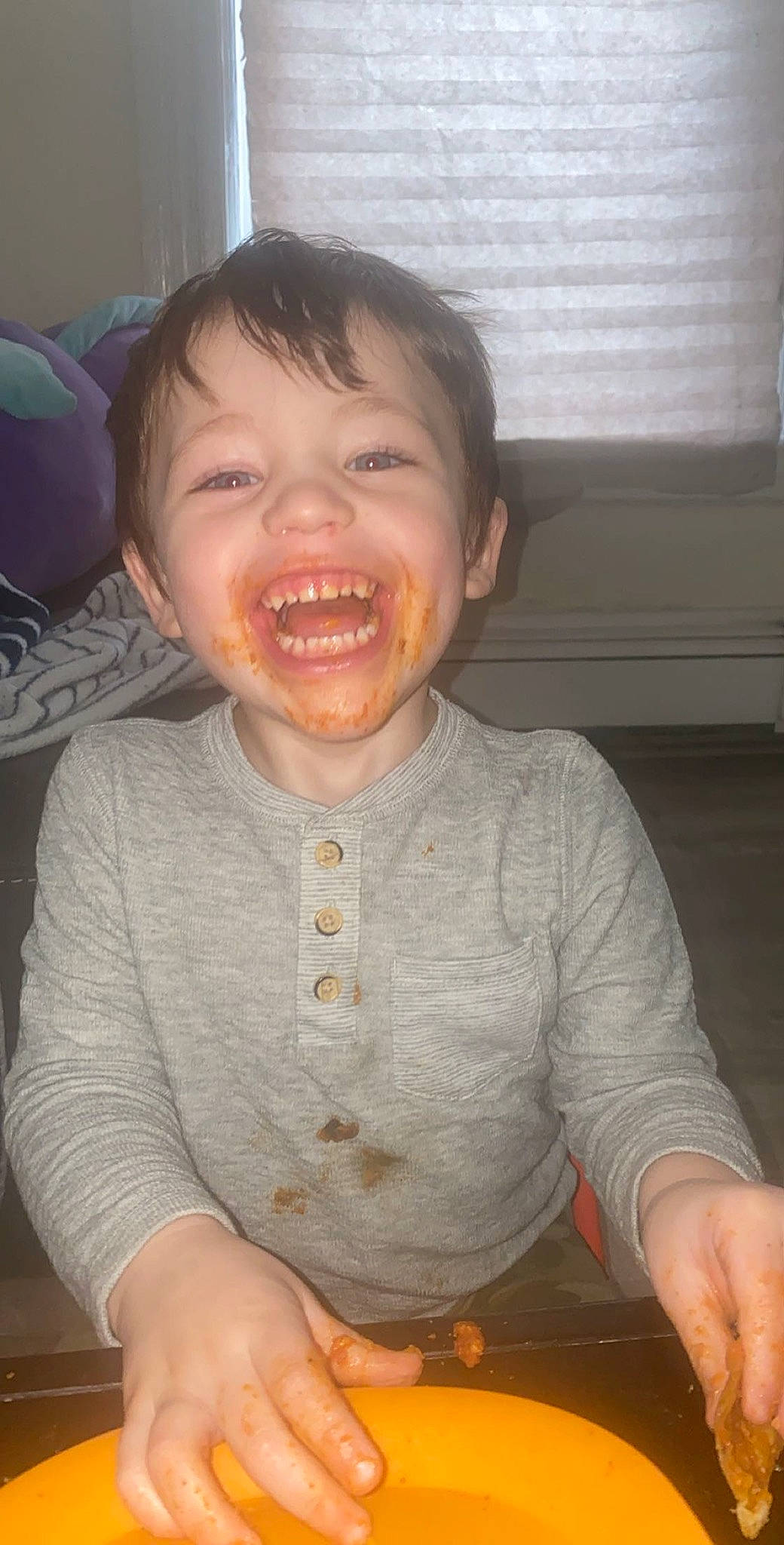 Josiah joined the competition — help win amazing prizes! baby_playing_with_food, baby_toddler_clothing, cheek, child, chin, ear, eye, finger, iris, jaw, lip, mouth, neck, nose, organ, person, skin, toddler, tongue, tooth