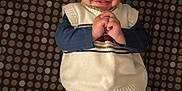 Rustyn joined the competition — help win amazing prizes! baby, child, clothing, cushion, cute, eyes, face, hands, happy, indoor, infant, jeans, lying_down, pattern, person, polka_dot, portrait, smiling, sweater, young