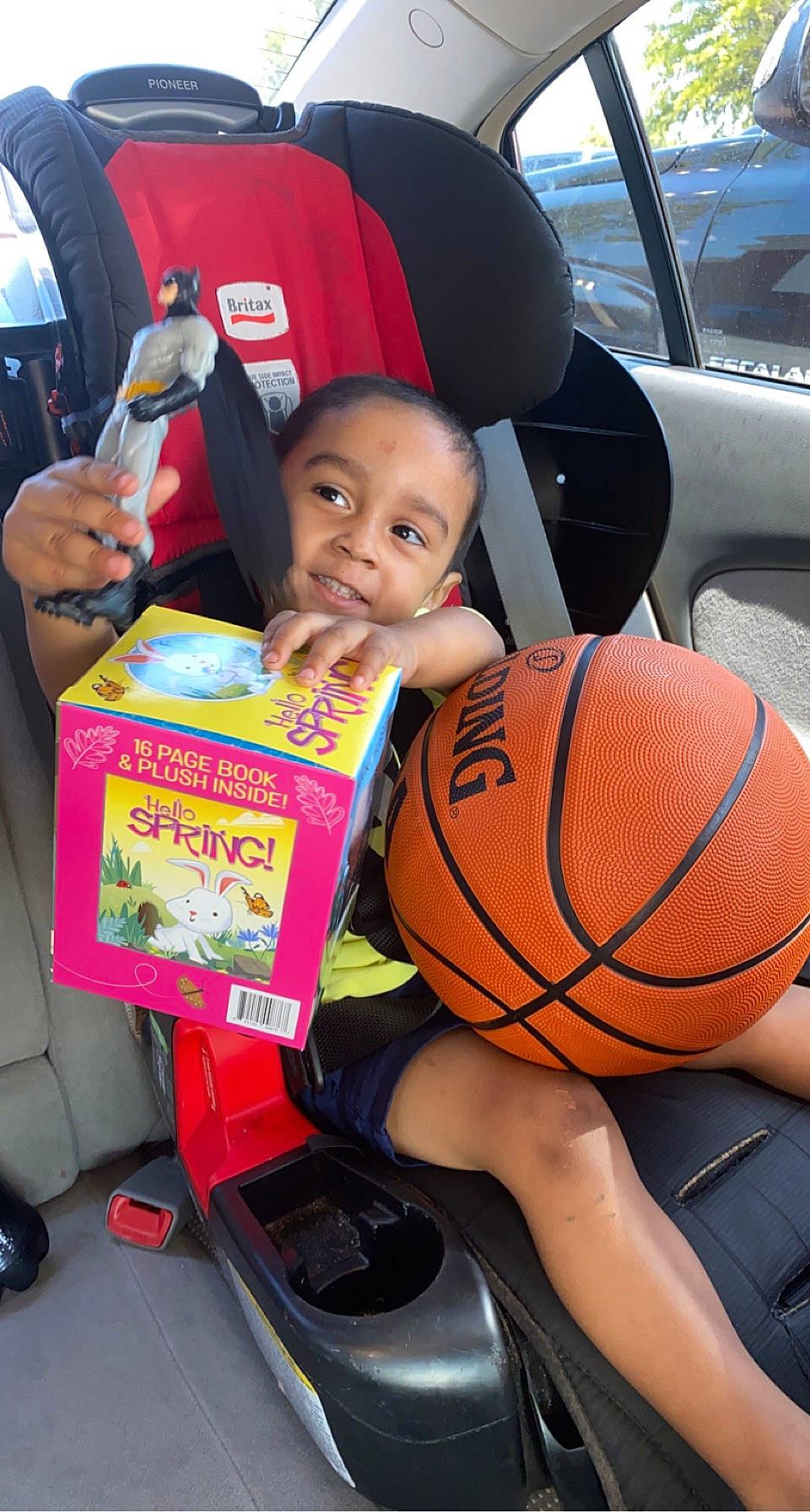 Derrick joined the competition — help win amazing prizes! automotive_design, baby, ball, ball_game, basketball, car, car_seat, child, family_car, finger, fun, motor_vehicle, person, product, shorts, smile, sports_equipment, team_sport, toddler, vehicle_door
