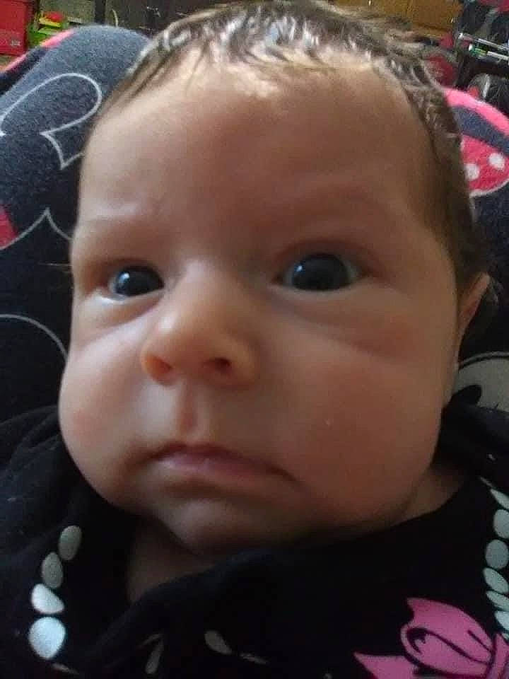 Ava is registered to the contest to win money with this photo: baby, cheek, child, chin, close_up, cool, ear, eye, eyebrow, eyelash, facial_expression, forehead, fun, hairstyle, iris, lip, mouth, nose, person, skin