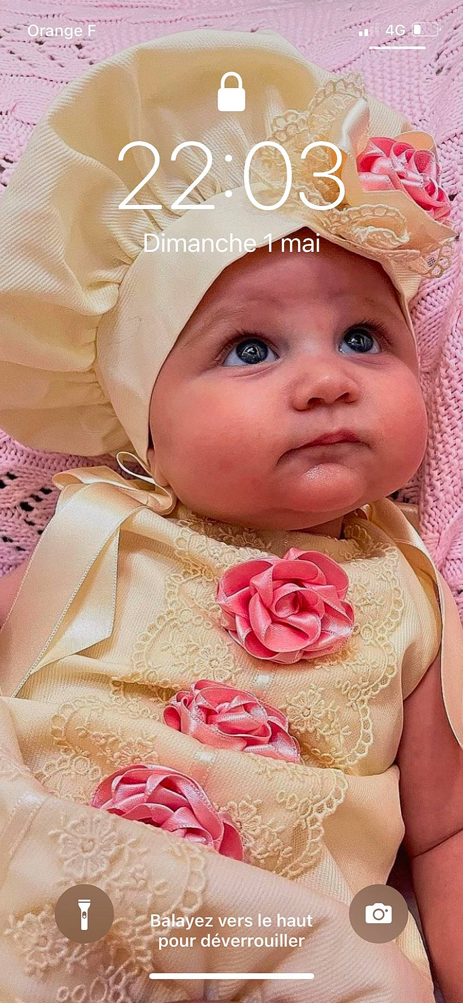 Djayne participe au concours pour gagner de l'argent avec cette photo : baby, baby_toddler_clothing, cheek, chin, dress, eye, eyebrow, eyelash, face, flower, happy, headgear, headwear, iris, lip, nose, person, pink, product, skin