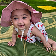 Azara joined the competition — help win amazing prizes! baby, babycrawling, bonnet, cap, clothing, crawling, dress, face, grass, hat, head, nature, outdoors, park, person, photography, plant, portrait, summer, sunhat