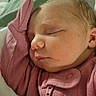 Elizabeth joined the competition — help win amazing prizes! newborn, baby, sleeping, portrait, close_up, face, infant, pink_outfit, onesie, clothing, zipper, blanket, bedding, indoors, peaceful, cozy, resting, closed_eyes, fair_hair, photography