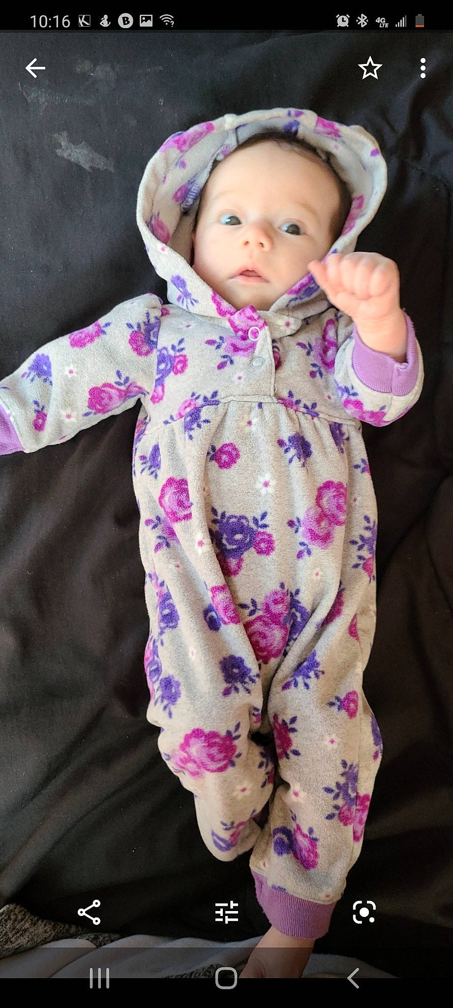 Gemma joined the competition — help win amazing prizes! baby, baby_toddler_clothing, child, clothing, headgear, lavender, pajamas, pattern, person, pink, product, purple, toddler, violet