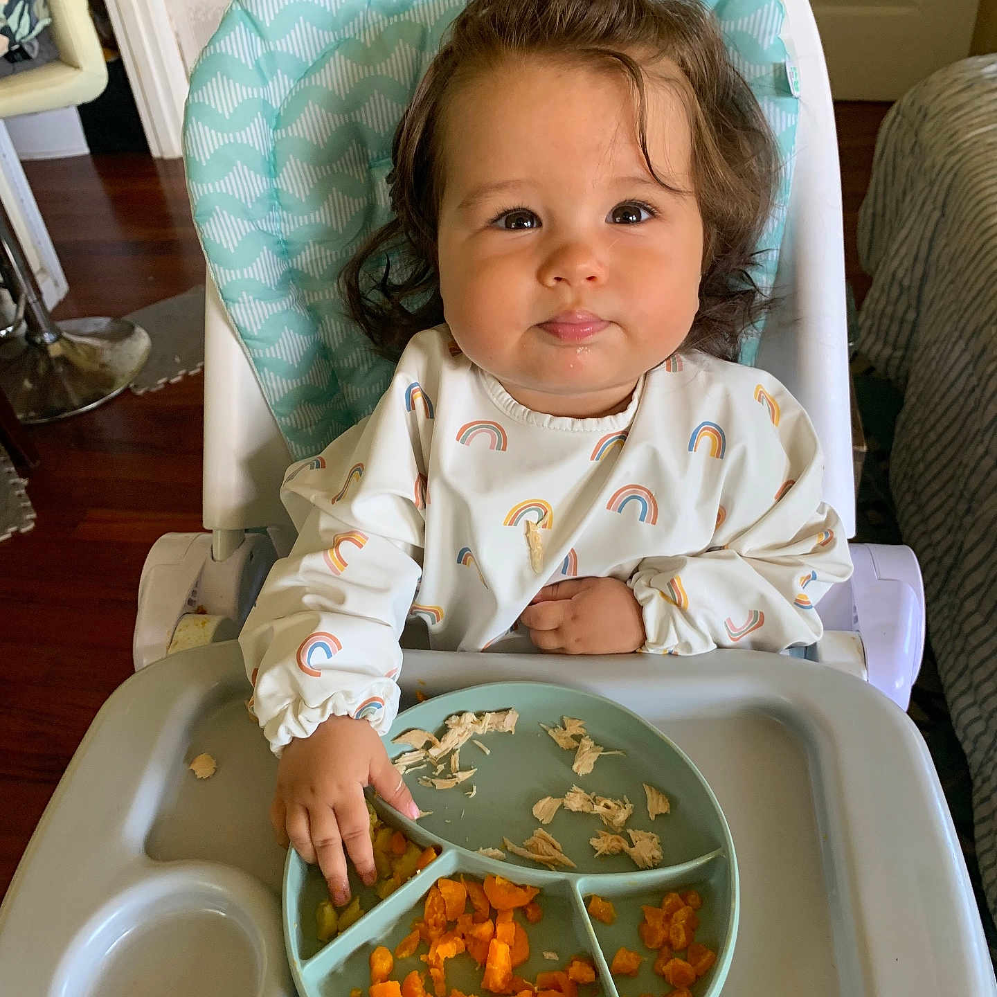 Cruz joined the competition — help win amazing prizes! adult, baby, bowl, chair, cutlery, dish, face, food, fruit, furniture, head, lunch, male, man, meal, person, photography, portrait, produce, spoon