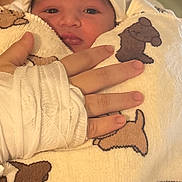 Ishaq participe au concours pour gagner de l'argent avec cette photo : newborn, baby, blanket, animal_print, hand, hat, cute, cozy, wrapped, infant, portrait, skin, fingers, warm, soft, child, person, face, indoors, resting